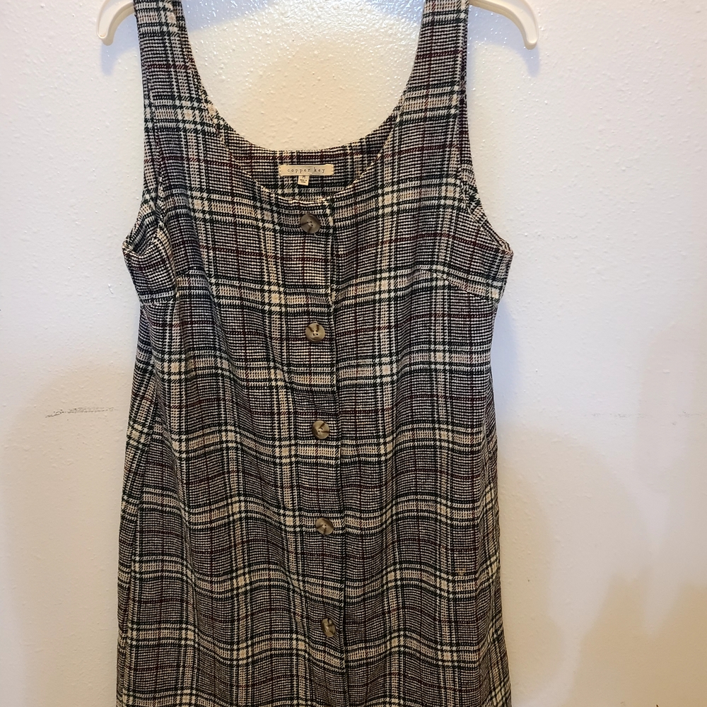 Copper Key Checkered Sleeveless Mini Dress